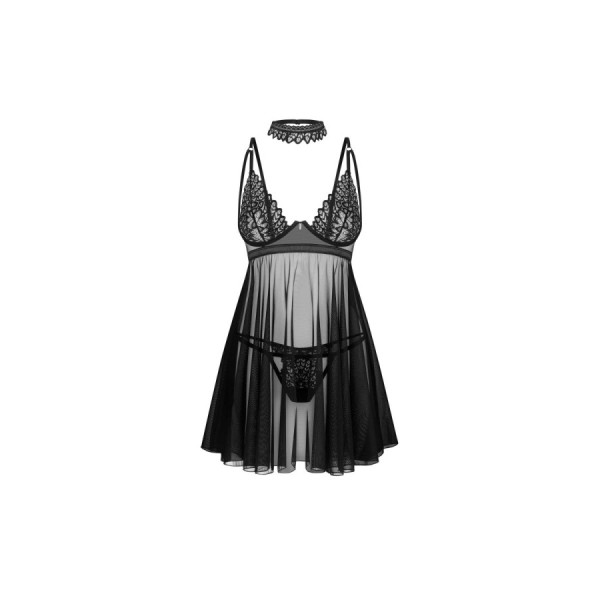Donarella babydoll et String - Noire - NP